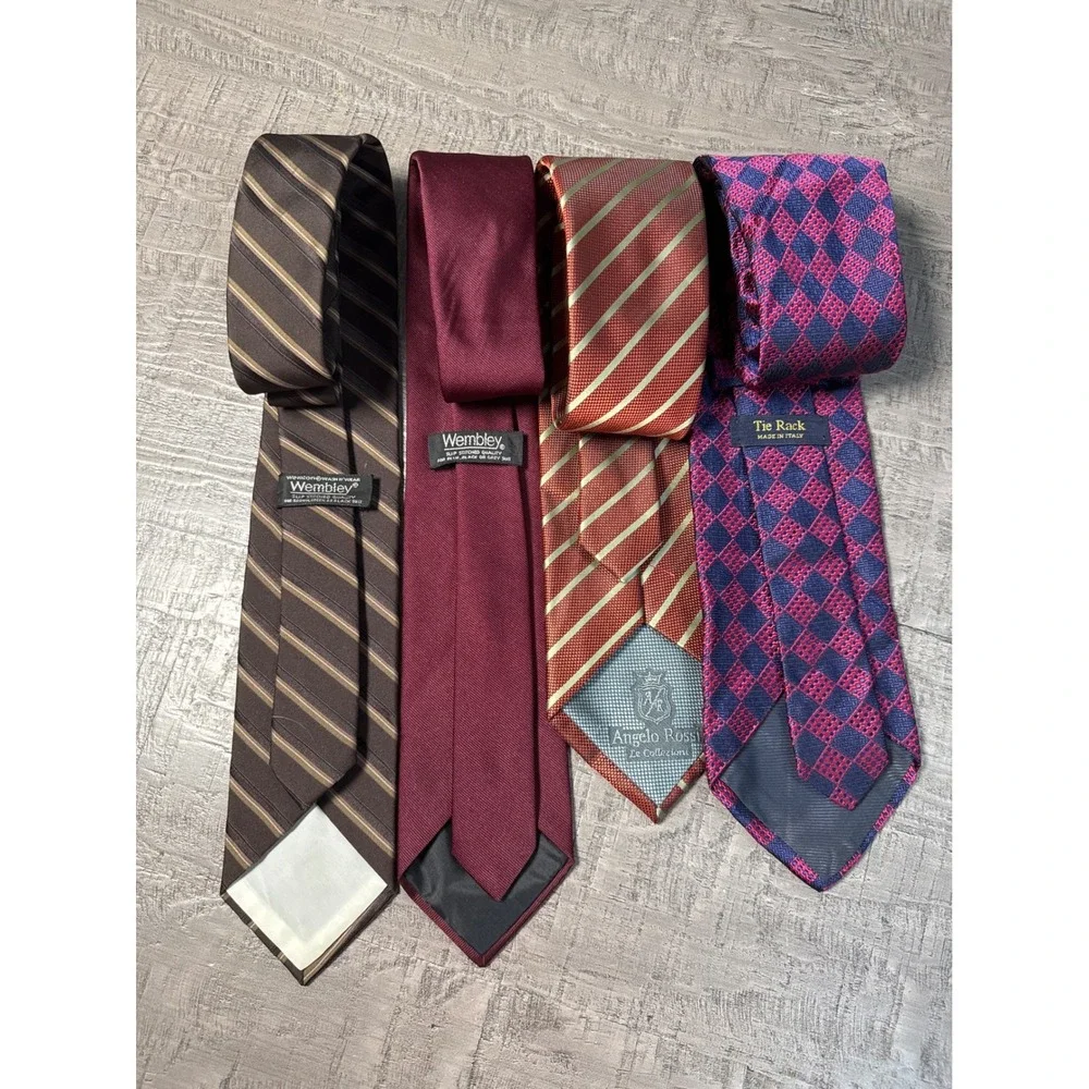 Lot of 4 Vintage Men's Ties Wembley Angelo Rossi Tie Rack‎ Italy Y2K